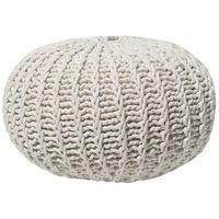 puf otomana beige tejido de algodon relleno de eps reposapies pequeno redondo 50 x 35 cm conrad ii