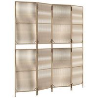 biombo separador de ambientes 4 paneles en resina tejida beige y acero dec030830