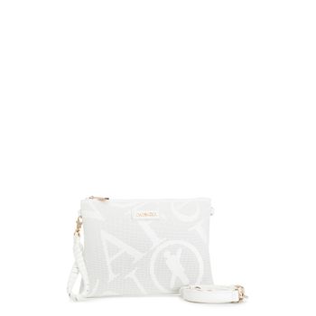 bolso de mano con maxi logotipo impreso a láser en toda la superficie white