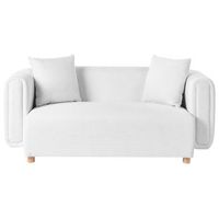 sofa 2 plazas moderno apartamento tapizado patas de madera de caucho tejido blanco lillerod