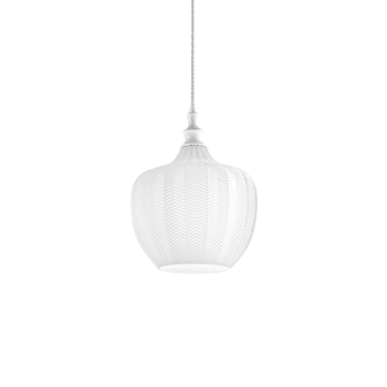 Cleofe - Lámpara Colgante De Cristal Transparente Y Blanco - Casquillo 1xe27, Estilo Vintage, Ip20, 1xe27 Máx 1x60w, D.24cm, Bombillas Excluidas