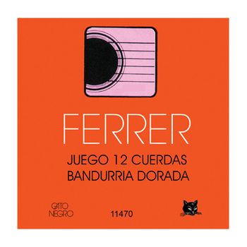Juego de cuerdas para Bandurrria Ferrer by Gato Negro Doradas.12 cuerdas. Fabricadas en acero y latón dorado de alta calidad en España desde 1868