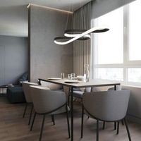 nettlife lampara colgante led silicona negro diam75cm regulable con mando a distancia diseno moderno para  estudio salon cocina oficina 47w