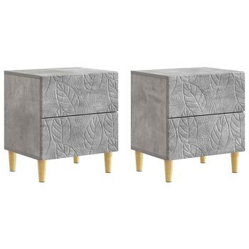 Mesita De Noche 2 Pcs Gris Hormigón 43 X 34,5 X 48 Cm Vidaxl