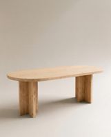 mesa de comedor de madera maciza ovalada en tono medio 160x75cm