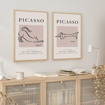 Set de 2 cuadros 068, marco premium chapado en roble, 50x70 cm
