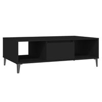 mesa de centro 60x1035x35 cm madera y metal trabajados - negro
