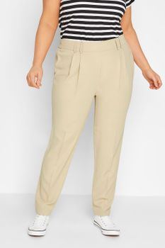 Yours Pantalones Estrechos Beige Con Doble Pinza, Mujer Curvy Y Tallas Grandes, Yours