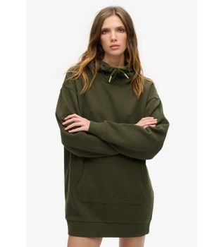 Superdry para mujer. W8011738A Vestido Con Capucha Y Strass Tattoo verde (S/M), Casual, Algodón, Manga larga