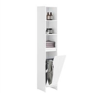 mueble columna de bano armario alto para bano estanterias de bano con 1 cesto para ropa sucia y 3 estantes blanco 30 x 30 x 170 cm bzr158-w sobuy es