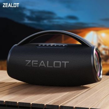 Zealot-S97 Altavoz Bluetooth de 80W Potente altavoz inalámbrico con mango portátil, para fiesta, camping, luz colorida RGB