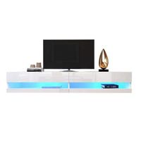 mueble de tv blanco con led mueble para televisor 140 cm con amplio espacio de almacenamiento diseno moderno en mdf blanco