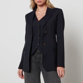 Max Mara Studio Mora Pinstriped Woven Blazer - UK 6