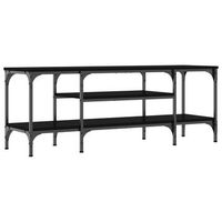 mueble de tv hierro y madera contrachapada negro 121x35x45 cm