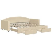 sofa cama  cama para adultos nido con cajones tela color crema 90x200 cm