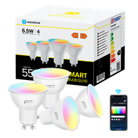 aigostar bombilla inteligente led gu10 sl2 bombillas alexa 65w bombilla wifi rgb  2700k-6500k regulable controladas por app conexion rapida compatible con google homealexa 4 pack