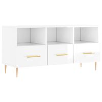 mueble tv madera contrachapada blanco brillo 102x36x50 cm