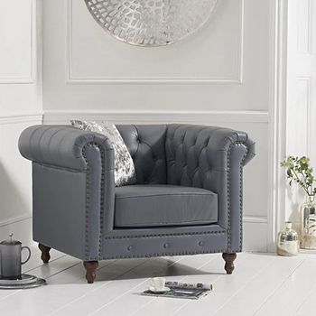 Milano Chesterfield Grey Leather Armchair