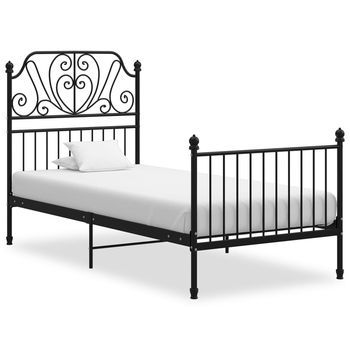 Estructura De Cama Sin Colchón Metal Negro 100x200 Cm Vidaxl