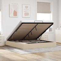 cama matrimonial  cama para adultos  estructura de cama otomana sin colchon color crema 200x200 cm cfw506523