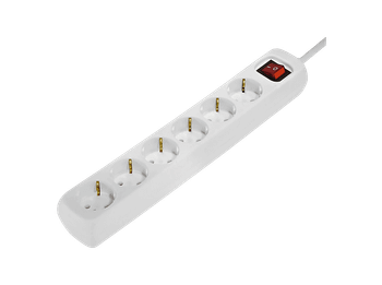 Regleta - Hama 69223783, 6 Enchufes Con Contacto a Tierra, Interruptor On/Off, Blanco