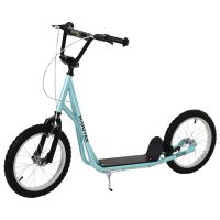 homcom patinete infantil patinete con 2 ruedas manillar ajustable en altura y doble freno carga 100 kg 139x58x90-96 cm azul