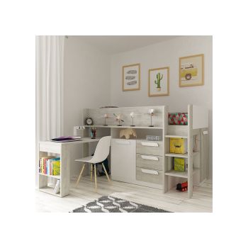 Trasman Girona Mid Sleeper Cabin Bed with Desk and Drawers - Blue