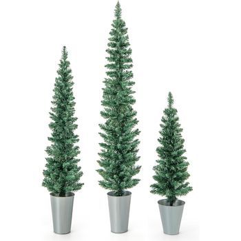 Conjunto De 3 Árboles De Navidad Artificiales Costway 96 X 22 X 123 Cm