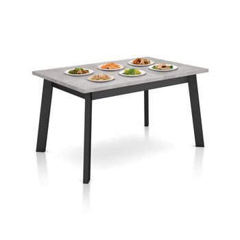 Mesa De Comedor Fija Y Robusta 141x90 Cm Naira Cemento Negro 141 X 74 X 90 Cm