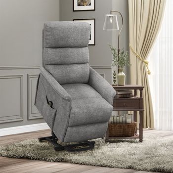 Sillón Relax Reclinable Eléctrico De Lino Homcom 64x90x96 Cm Gris
