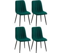 set de 4 sillas de salon dijon en tela o terciopelo verde oscuro 53x45x88 cm