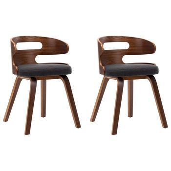 Sillas De Comedor 2 Unidades Madera Curvada Y Tela Gris Oscuro
