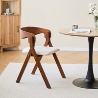 set 2 sillas de comedor en madera oscura y tejido beige