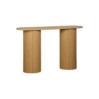 consola escandinava ovalada efecto madera acanalada 120cm natural