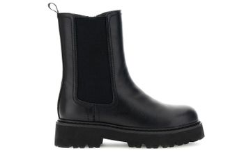 botines de piel con elástico y cremallera black