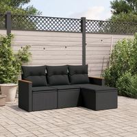 conjunto de sofas jardin 4 uds  mueble jardin mesa y sillas con cojines ratan sintetico negro cfw318063
