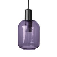 lampara de suspension cylindre metal negro pantalla morado