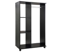 homcom armario ropero con ruedas armario abierto colgador con barra para colgar ropa estantes abiertos para dormitorio 80x40x128 cm negro