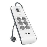 regleta alimentacion belkin bsv604vf2m-v2 proteccirrn contra sobret 6 tomas  2 usb- a 24 boton