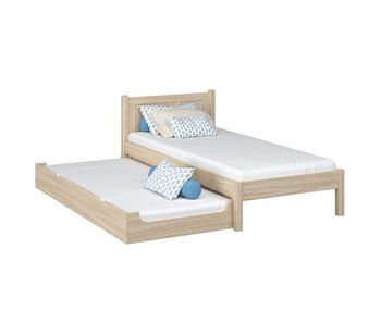 Cama individual de roble con cajón para colchón n02 roble blanqueado