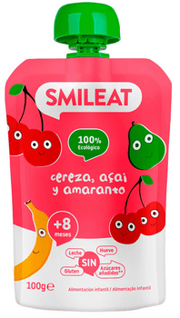 Smileat Pouch Cereza, Açai y Amaranto ECO +6m 100 gr