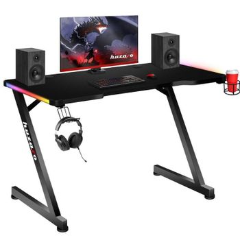 Mesa Gaming Huzaro 120 cm PVC Acero LED RGB Multicolor