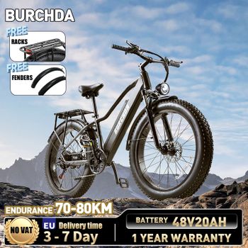 Bicicleta Eléctrica de Montaña BURCHDA RX20, Batería de Litio de 48V20AH, Neumáticos Gruesos de 26 Pulgadas 4.0, Bicicleta Eléctrica de Montaña para Adultos