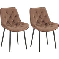 lote de 2 sillas de comedor terciopelo wallace marron 59x52x84 cm clp