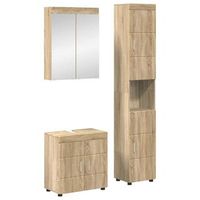 juego de muebles de bano tulum 3 uds roble sonoma vidaxl