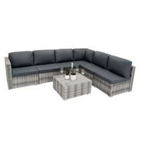conjunto modular de muebles de patio de ratan gris 7 piezas