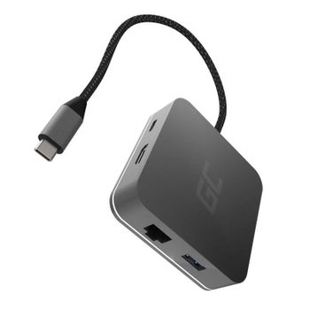 Base para portátil Green Cell AK61 USB-C 87W HDMI RJ-45 Aluminio Plata