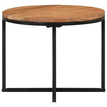 Mesa De Centro，mesa Auxiliar，mesa De Café De Madera Maciza De Acacia Y Hierro 45x45x35 Cm