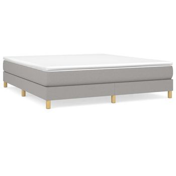 Cama Matrimonial | Cama Para Adultos | Estructura De Cama Box Spring Tela Gris Claro 180x200 Cm