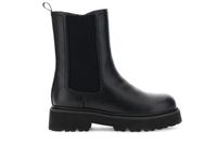 botines de piel con elastico y cremallera black